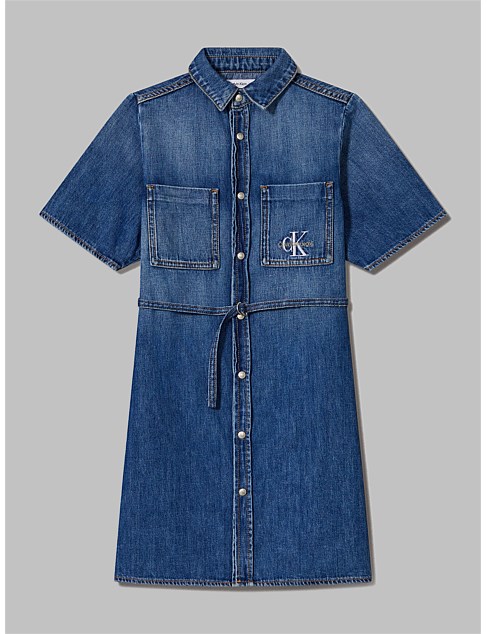 LW DENIM BELTED SHIRT DRESS