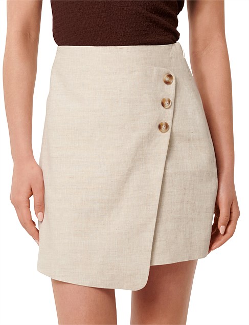 LETTIE LINEN WRAP MINI SKIRT