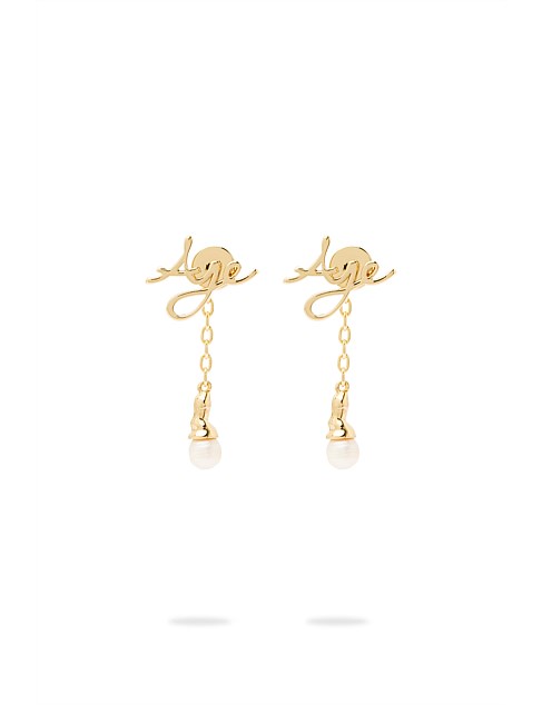 LARISSA DROP LOGO STUD EARRINGS