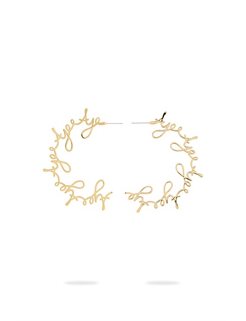 LARISSA CURSIVE HOOP STUD EARRINGS