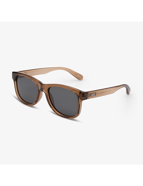 CHI POLISHED WALNUT DARK GREY SUNGLASSES