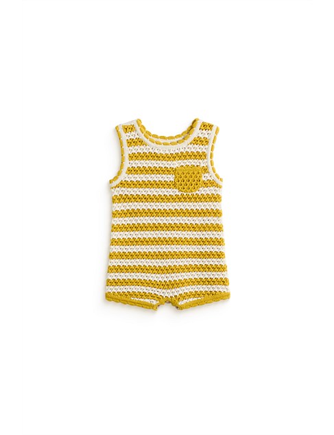 STRIPE CROCHET ROMPER