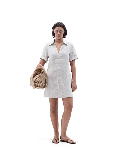 COLLARED LINEN DRESS