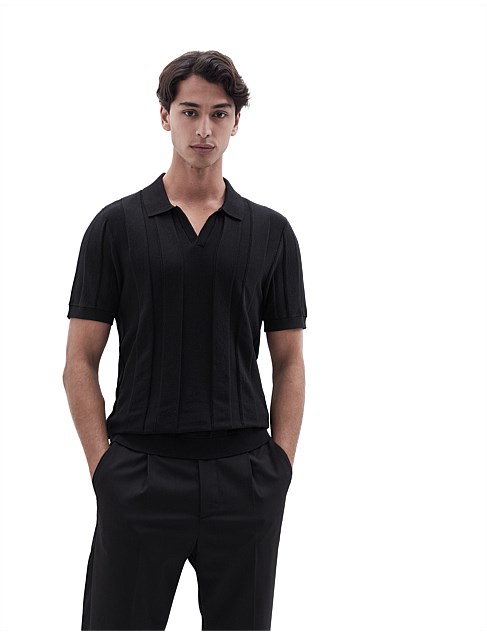 PANEL STITCH KNIT POLO