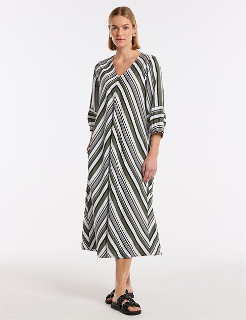 SPLICED STRIPE DRESS