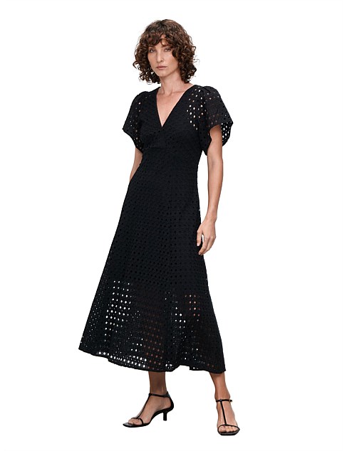 GEOMETRIC BROIDERIE MIDI DRESS