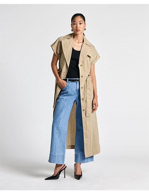 COTTON TWILL SLEEVELESS TRENCH