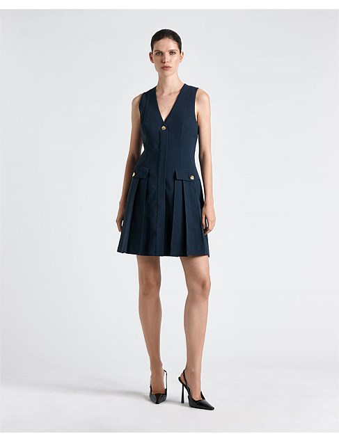 TWILL SAFARI PLEAT DRESS