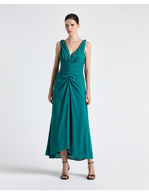 V-NECK MIDI DRESS