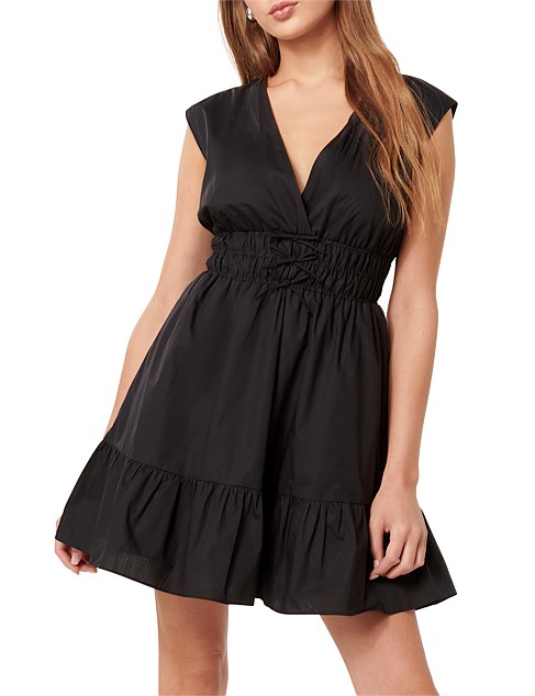 ALBY TIE FRONT COTTON MINI DRESS