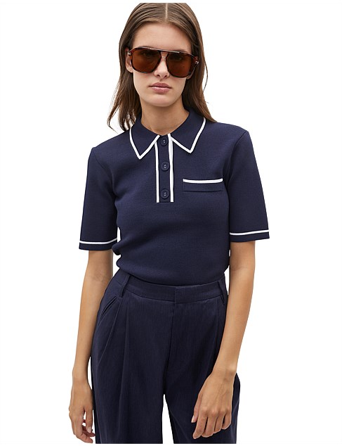 CREPE KNIT TIPPING POLO