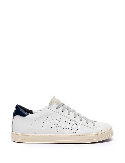 JOHN WHITE/NAVY LEATHER SNEAKER