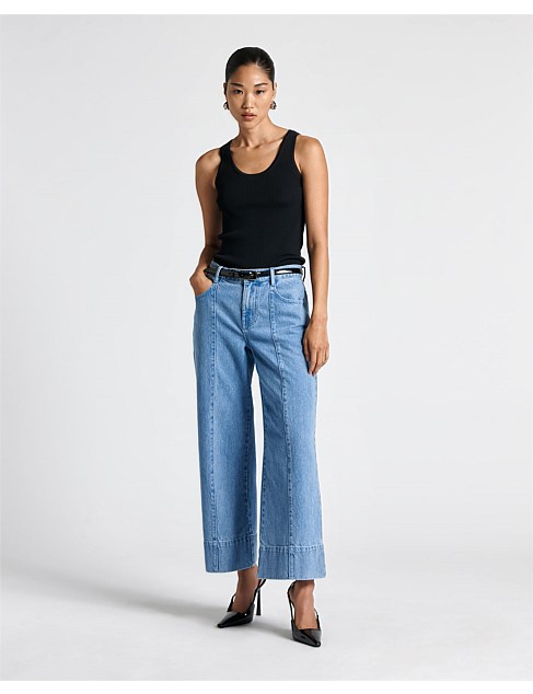 WASHED INDIGO CROPPED JEAN