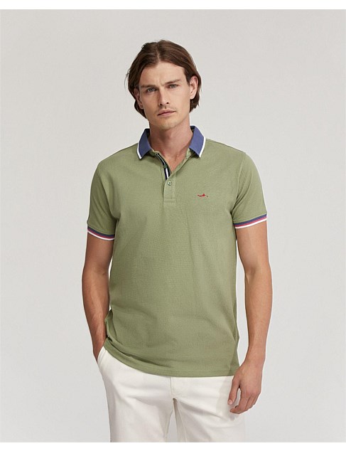 CAM CONTRAST COLLAR PIQUE POLO