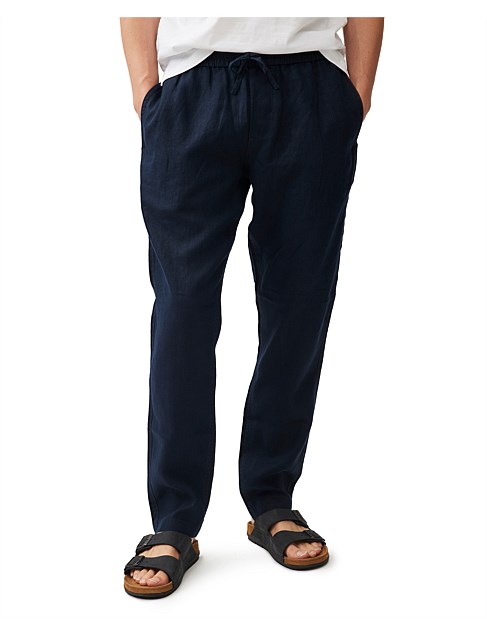 LINEN RESORT PANT-NAVY