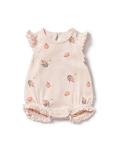 Peaches Organic Pointelle Ruffle Growsuit