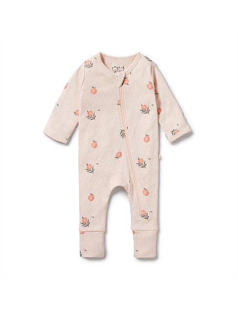 Peaches Organic Pointelle Zipsuit with Feet