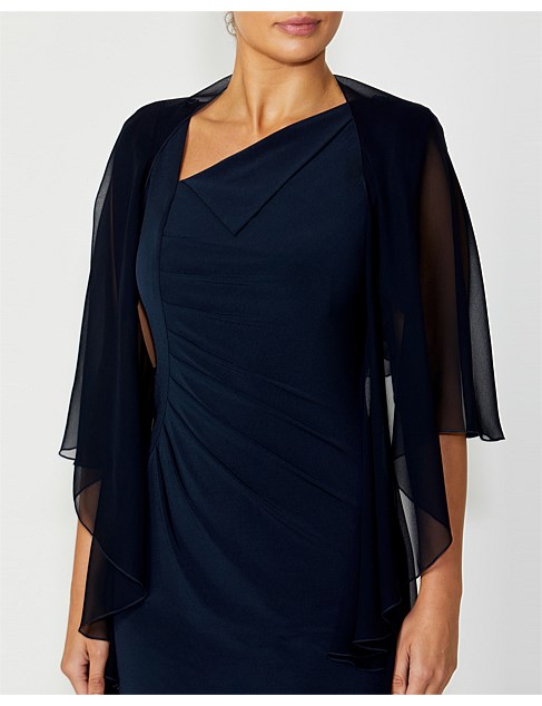 NAVY SILK SHRUG