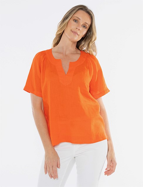 V-Neck Flutter Short Sleeve Top