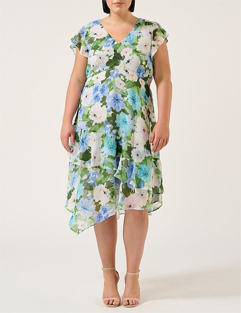 AQUA FLORAL DRESS