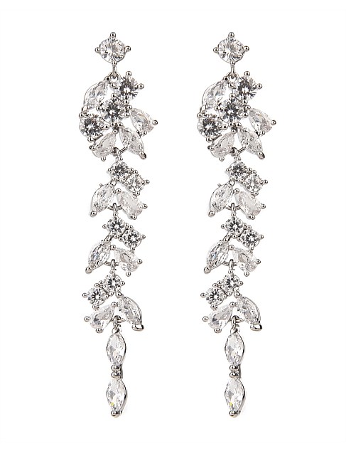 CRYSTAL LEAF DROP EARRINGS