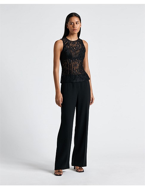 EMBROIDERED LACE SLEEVELESS TOP