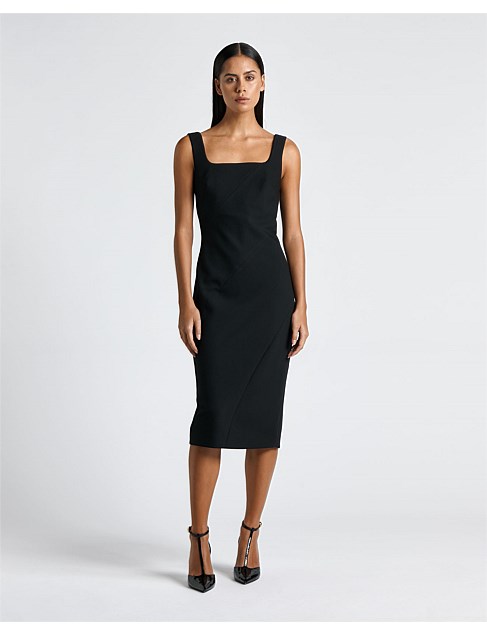 SQUARE NECK PANELLED DRESS