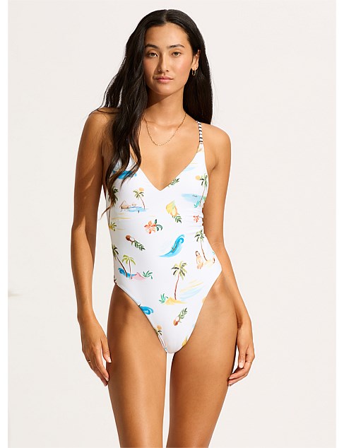 Isla Palm V Neck One Piece Swimsuit