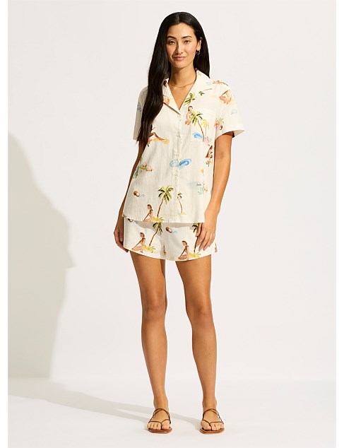 Isla Palm Longline Short Sleeve Shirt