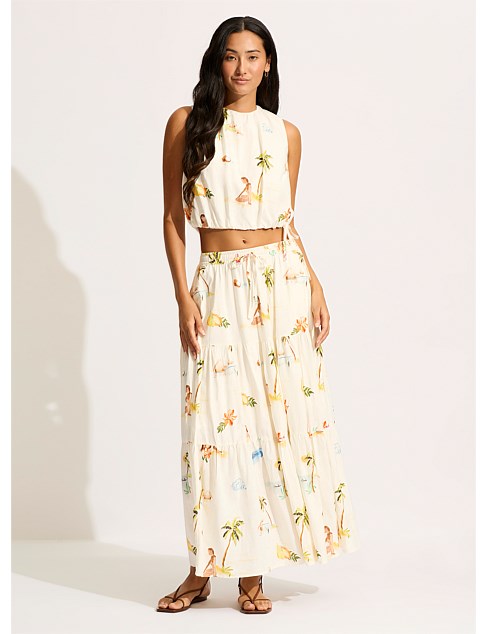 Isla Palm Tiered Maxi Skirt