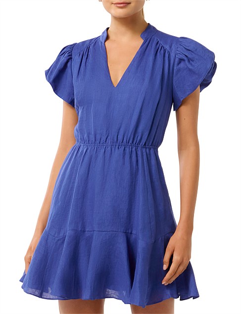 ISABELLA PUFF SLEEVES LINEN MINI DRESS