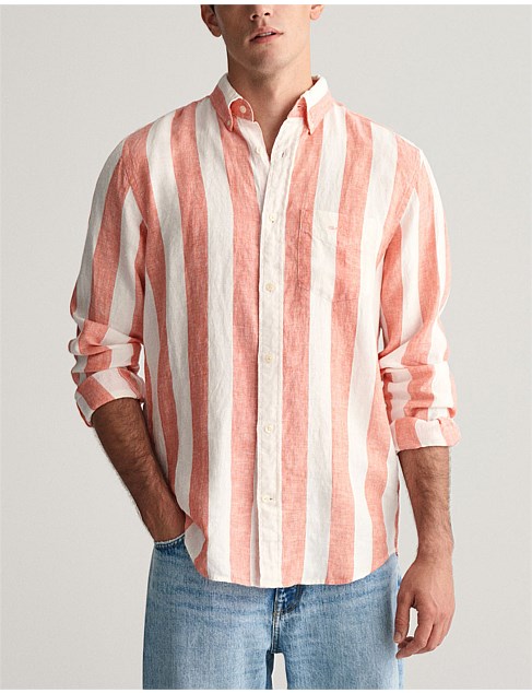 Regular Fit Bold Striped Linen Shirt