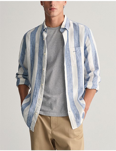 Regular Fit Bold Striped Linen Shirt