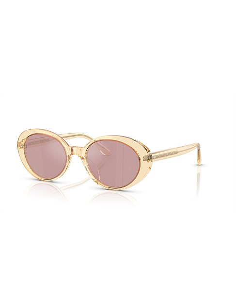 LUMAR Oval LIGHT BROWN PINK SATIN MIRROR POLAR Sunglasses