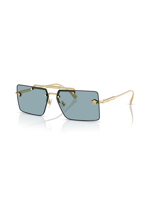 Rectangle GOLD BLUE Sunglasses