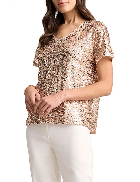 SEQUIN T-SHIRT - ICE GOLD