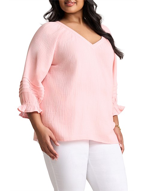 VP - SOFT CRINKLE COTTON BLOUSE - SOFT SORBET