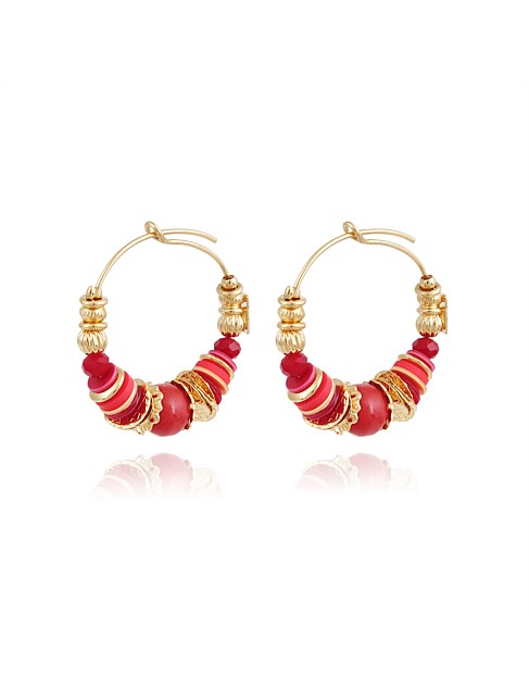 ALOHA BEADED HOOP EARRINGS MINI