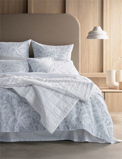 PALMIER QUILT COVER QUEEN IN MIRAGE BLUE