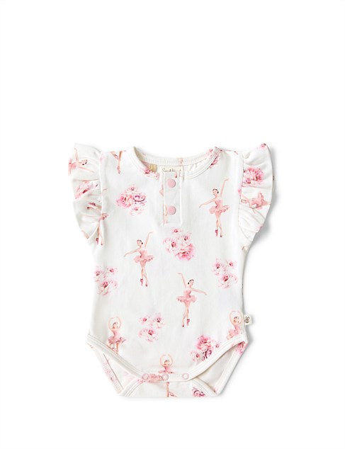 Ballerina Short Sleeve Organic Bodysuit with Frill