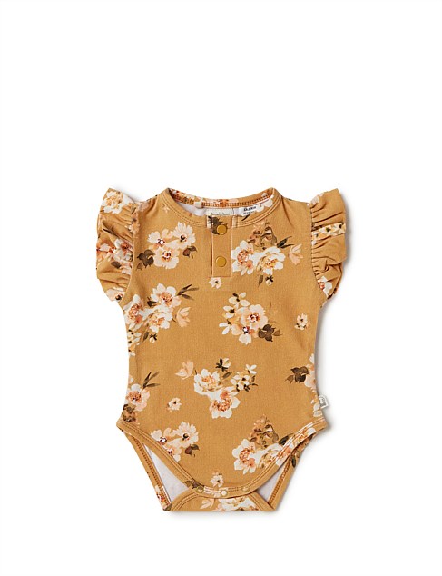 Golden Flower Short Sleeve Organic Bodysuit