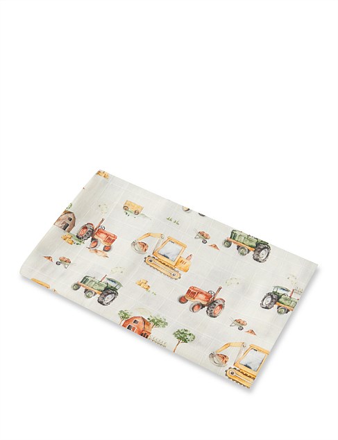 Diggers & Tractors Organic Muslin Wrap