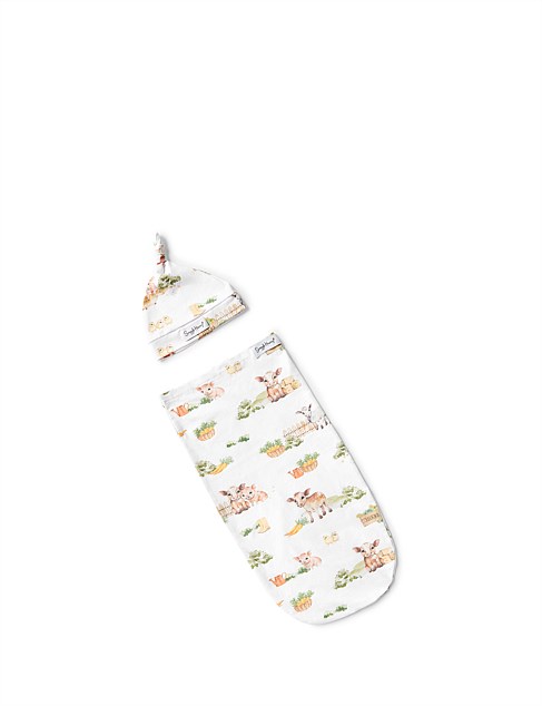 Farm Organic Snuggle Swaddle & Beanie Set