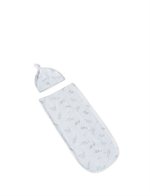 Silver Gum Organic Snuggle Swaddle & Beanie Set