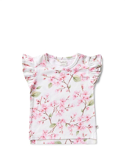 Cherry Blossom Organic T-Shirt with Frill