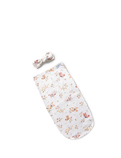 Butterfly Organic Snuggle Swaddle & Topknot Set