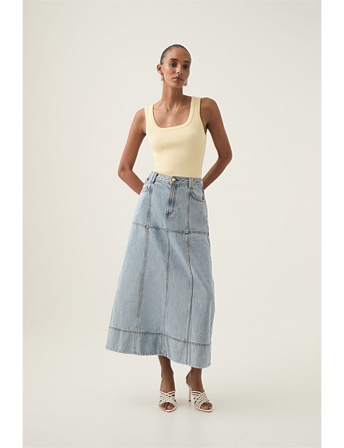 Aura Denim Midi Skirt