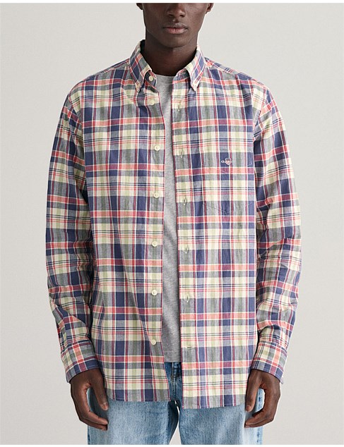 Regular Fit Checked Cotton Linen Shirt