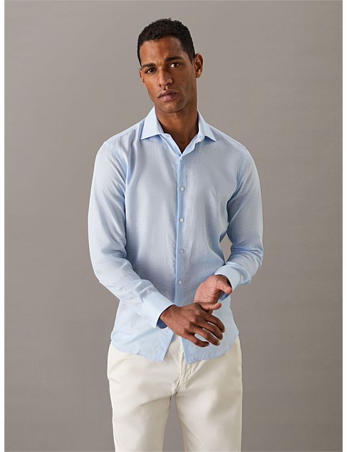 LS SLIM LINEN TENCEL SOLID SHIRT