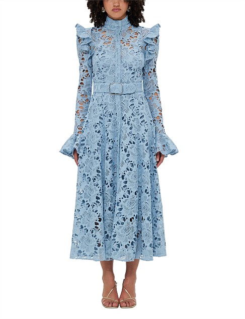 Aliyah Lace Butterfly Sleeve Midi Dress